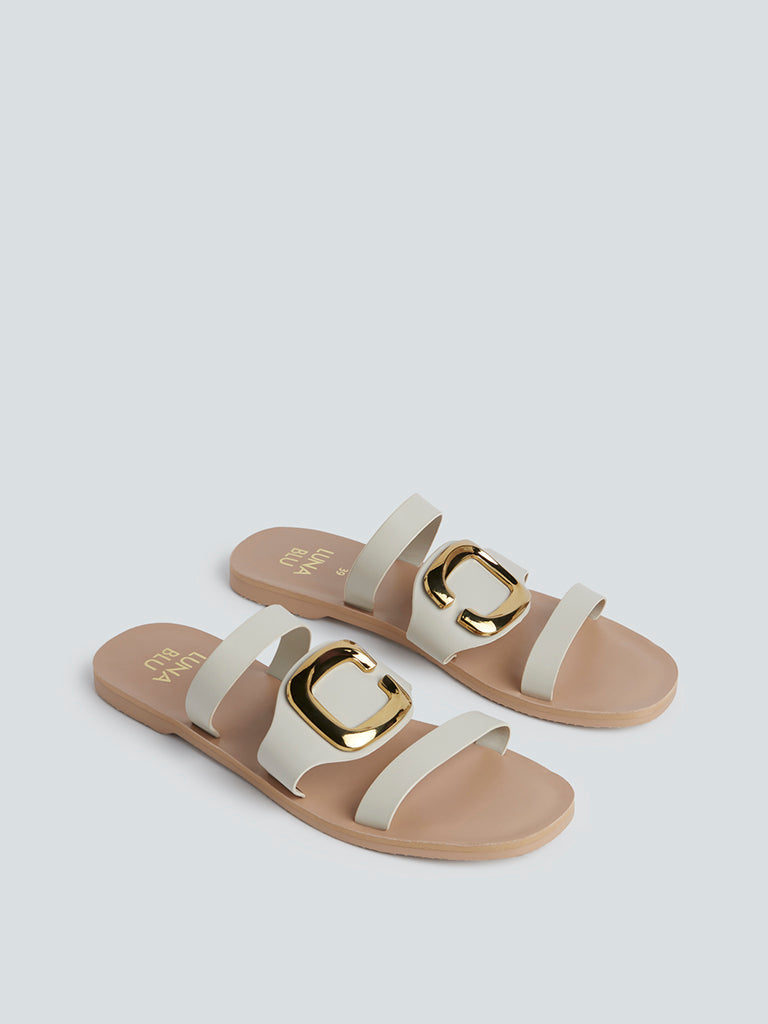 LUNA BLU Grey Slides